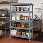 Thumbnail image #2 for Quantum QP247274V3S1 Polymer Shelving Unit, 72W x 24D x 74H, 3 Open/1 Solid Grid Shelves, 2,000 lb Capacity