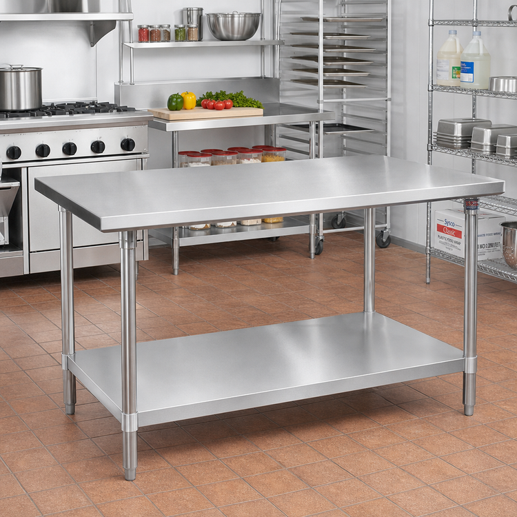 Product image #2 for John Boos 72 x 48 Inch Stainless Steel Top Work Table with Fixed Undershelf