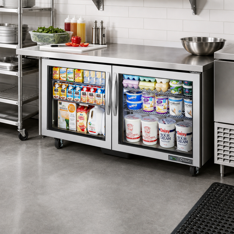 Product image #2 for 60-Inch 2-Section Undercounter Refrigerator with Framed Low-E Glass Doors