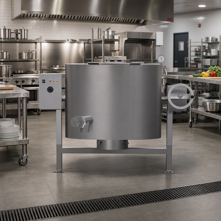 Product image #2 for AccuTemp Edge Series 30-Gallon Self-Contained Gas Tilting Steam Kettle with Full Jacket and 316 Stainless Steel Liner