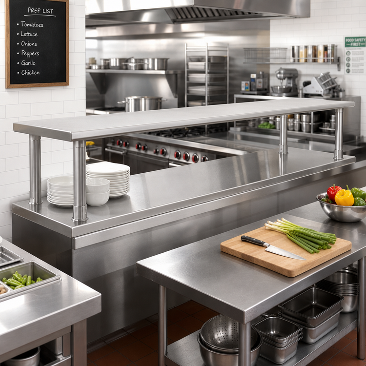 Product image #2 for Eagle Group Pass-Thru Stainless Steel Shelf with Overshelf, 108 Inches Wide x 24 Inches Deep