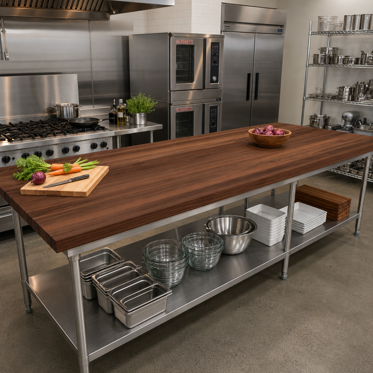 Product image #2 for John Boos Boos Block American Black Walnut Edge Grain Kitchen Countertop with Varnique Finish, 108 x 36 x 1-1/2 Inches