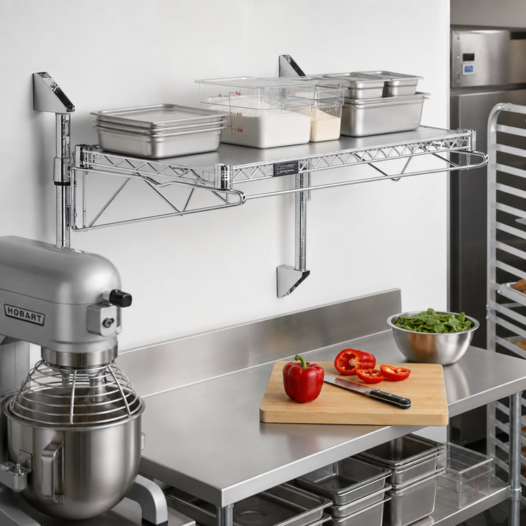 Product image #2 for Quantum WC14-CB2154C Cantilever Single Shelf Post Wall Mount, 54 in x 21 in, Chrome Plated