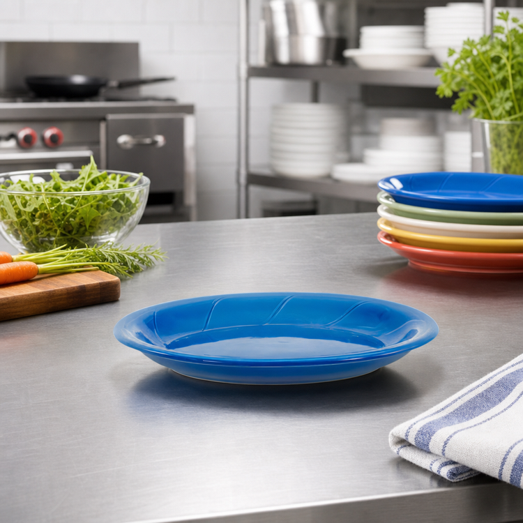 Product image #3 for Bay Pointe 7-Inch x 5-5/8-Inch Oval Narrow Rim Vitrified Ceramic Platter, Assorted Colors
