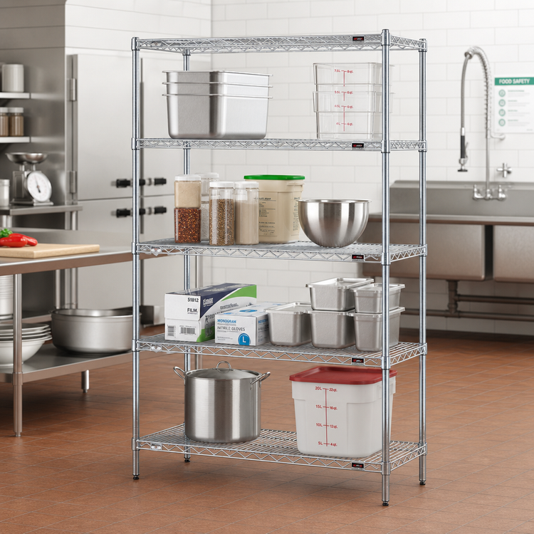 Product image #2 for Eagle Group 4-Tier Starter Wire Shelving Unit, 36W x 18D x 63H, Chrome-Plated Finish