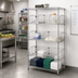 Thumbnail image #2 for Quantum Stationary Wire Basket Storage Unit with 3 Adjustable Baskets, 48W x 24D x 63H, Chrome Plated