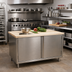 Thumbnail image #2 for Hard Maple Top Chef Table with Stainless Steel Cabinet Base and Hinged Doors, 48 x 36 x 34-3/4 Inches