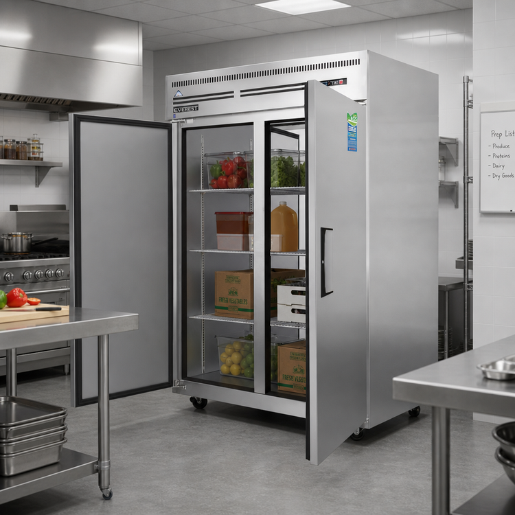 Product image #2 for Everest Refrigeration ESPT-2S-2S Pass-Thru Two-Section Reach-In Refrigerator, 48 Cu. Ft., Stainless Steel