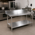 Thumbnail image #2 for John Boos Stallion 120-Inch x 36-Inch 14-Gauge Stainless Steel Work Table with 5-Inch Backsplash and Undershelf