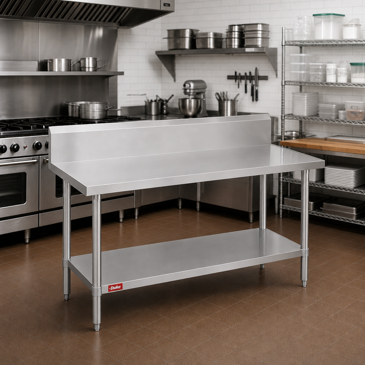Product image #2 for Duke 84-Inch x 24-Inch Stainless Steel Work Table with 10-Inch Marine Edge Riser and Undershelf