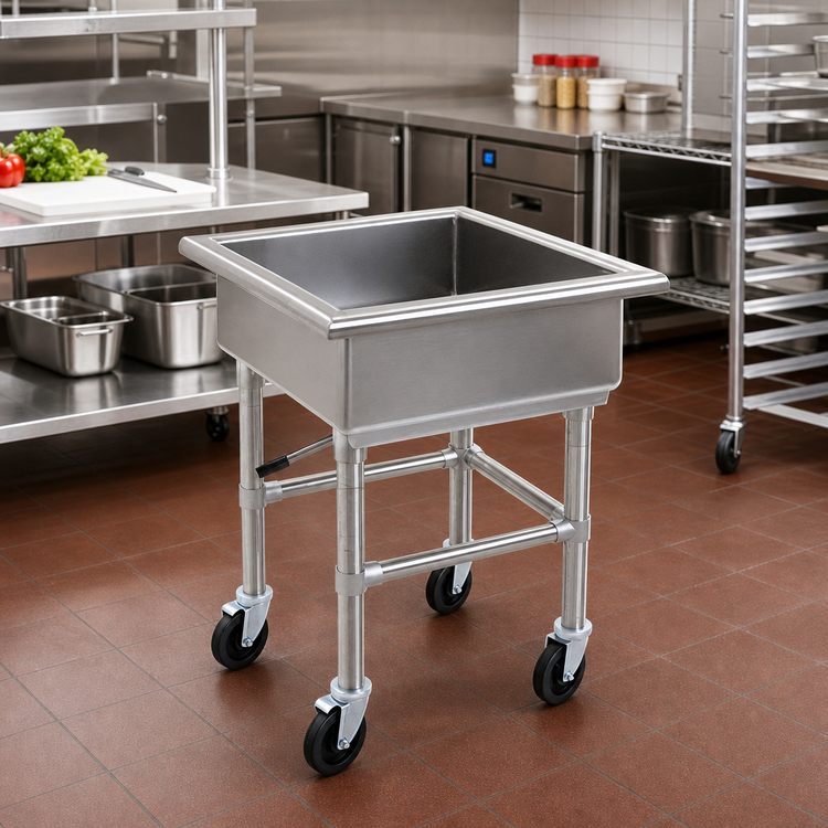 Product image #2 for Eagle Group Mobile Stainless Steel Soak Sink with 24" x 24" x 8" Compartment and Casters