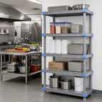 Thumbnail image #2 for Quantum Millenia QP184850SS-5 48"W x 18"D x 50"H Gray Polymer Stationary Starter Shelving Unit, 5 Solid Shelves