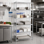 Thumbnail image #2 for Eagle Group A5-74-2124C 5-Tier Add-On Wire Shelving Unit, 24 x 21 x 74 Inches, Chrome-Plated