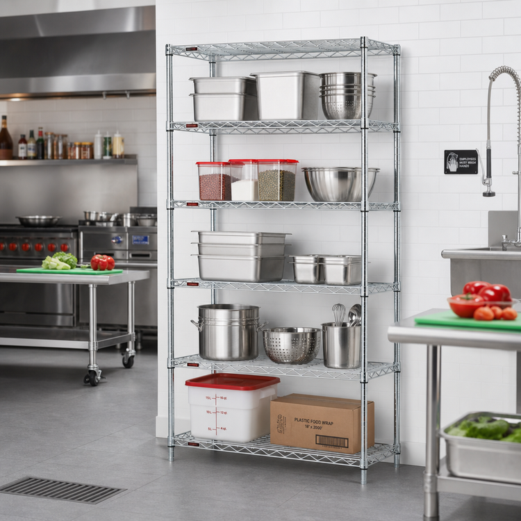 Product image #2 for EAGLEbrite 5-Tier Stationary Wire Shelving Starter Unit, 42W x 24D x 74H, Zinc Finish