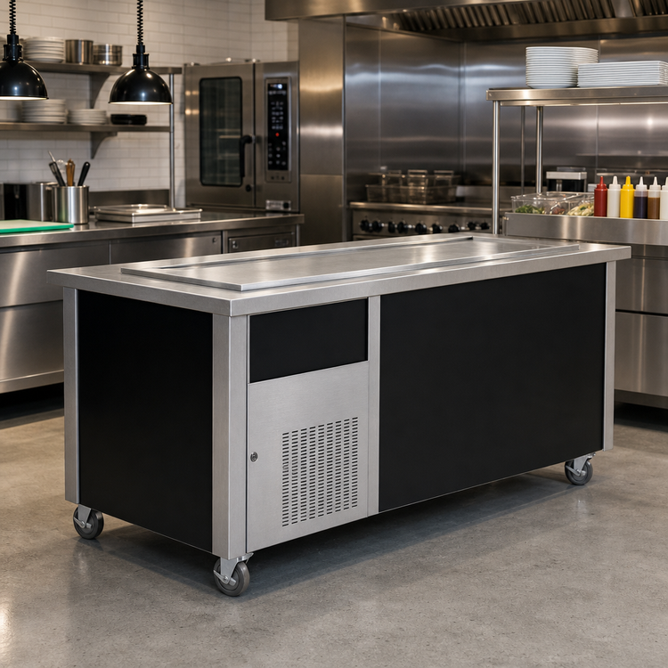 Product image #2 for Randell 86-Inch Mobile Modular Open Base Frost Top Serving Station, Self-Contained R-290 Refrigerated, 1/4 HP