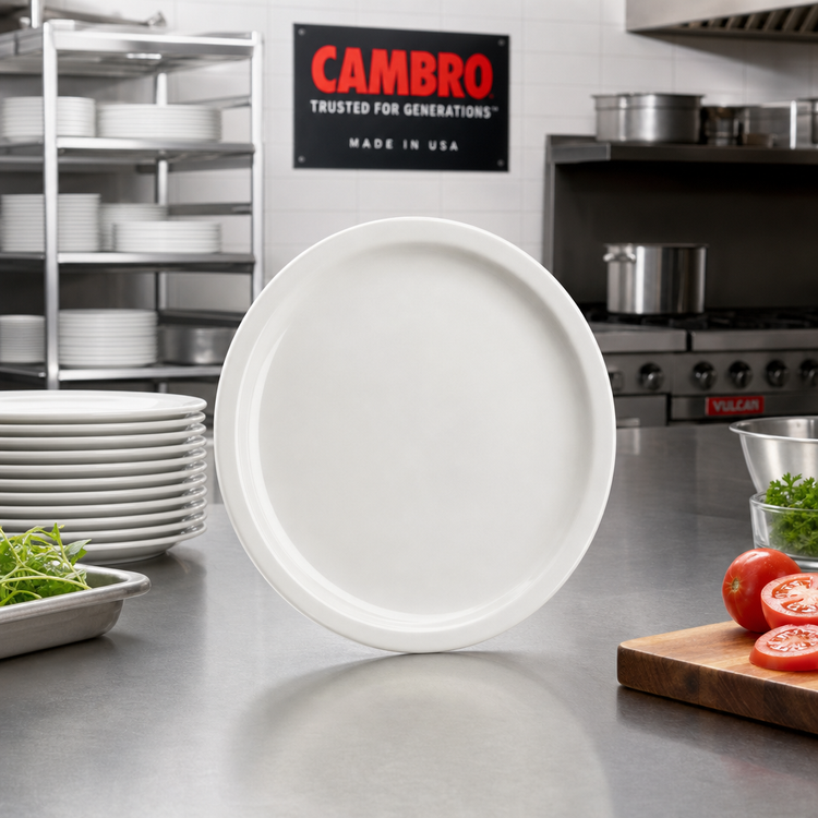 Product image #3 for Cambro Camwear Classic White 9-Inch Round Ceramic Plate
