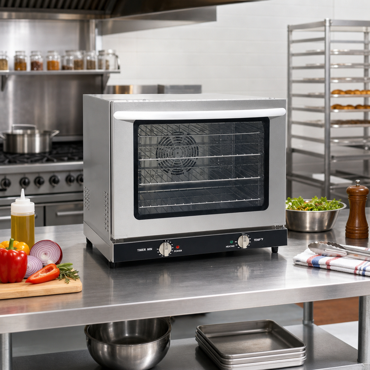 Product image #2 for Omcan USA Half-Size Countertop Electric Convection Oven, 2.3 Cu. Ft., 4-Pan Capacity, Stainless Steel