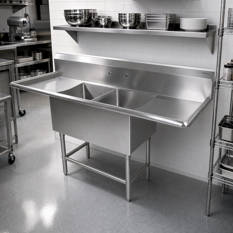 Product image #2 for John Boos Pro-Bowl 2-Compartment Stainless Steel Sink with Left & Right Drainboards