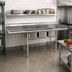 Thumbnail image #2 for Eagle Group 412 Series 3-Compartment Stainless Steel Sink with Left and Right Drainboards, 90-Inch Wide