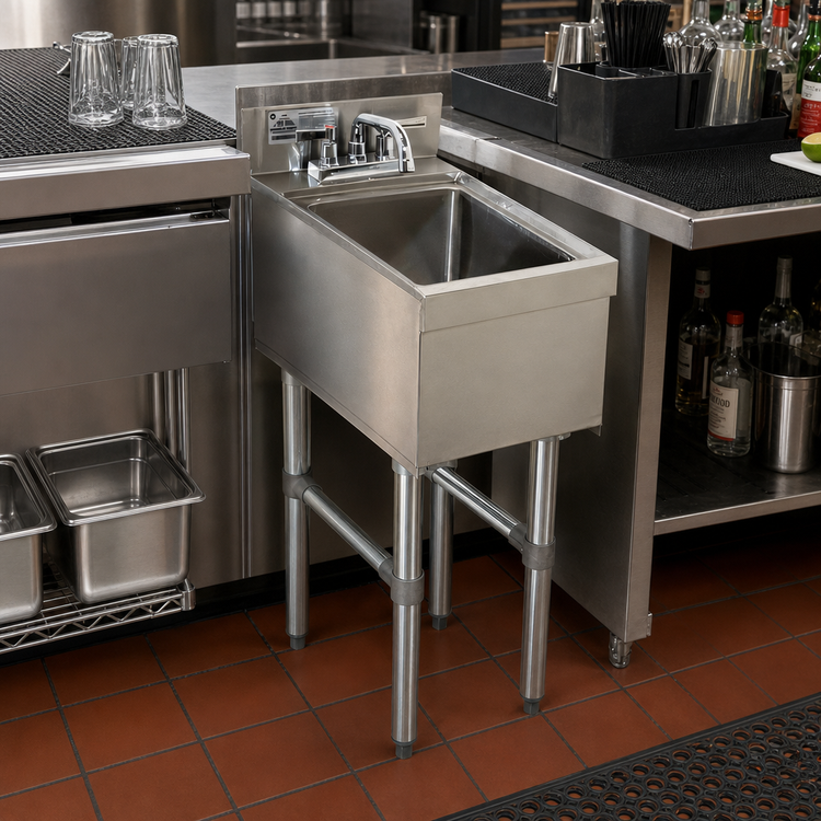 Product image #2 for Advance Tabco Special Value Series Underbar Stainless Steel Hand Sink with Faucet, 12 Inch Wide x 21 Inch Deep x 32-3/4 Inch High