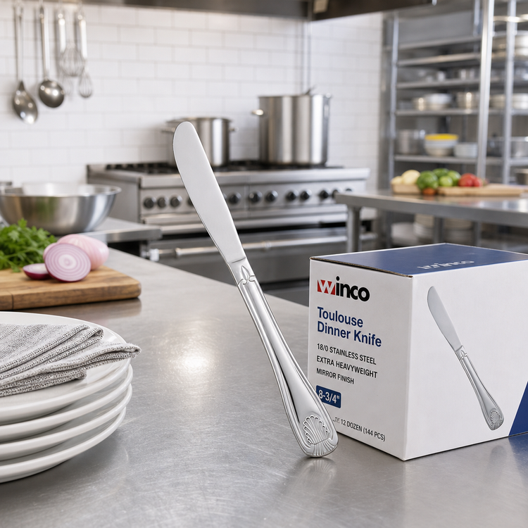Product image #3 for Winco Toulouse 8-3/4-Inch Dinner Knife, 18/0 Stainless Steel, Extra Heavyweight, Mirror Finish