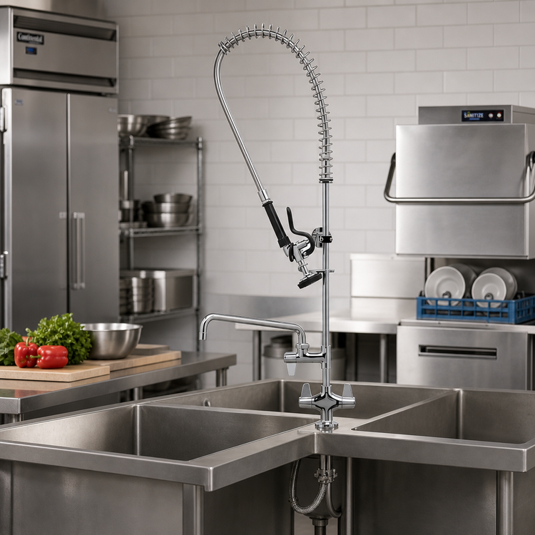 Product image #2 for equip Single-Hole Deck-Mount Pre-Rinse Unit with Add-On Faucet and 6 1/8 Inch Swing Nozzle