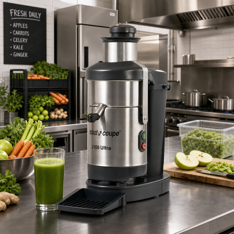 Product image #2 for Robot Coupe J100 Ultra Centrifugal Juicer / Juice Extractor, Countertop, Automatic Feed, 7 Liter Pulp Container, 120V