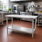 Thumbnail image #2 for Eagle Group Spec-Master T3660SE 60-Inch x 36-Inch 14-Gauge 300 Series Stainless Steel Work Table with Rolled Edges and Adjustable Undershelf