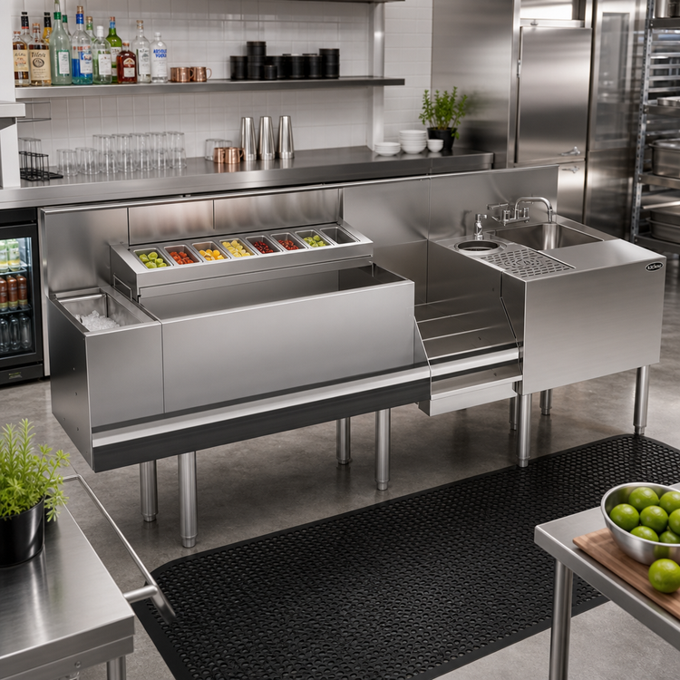 Product image #3 for Krowne Royal Series Single Zero-Step Speed Station with 10-Circuit Cold Plate, 70" x 24"