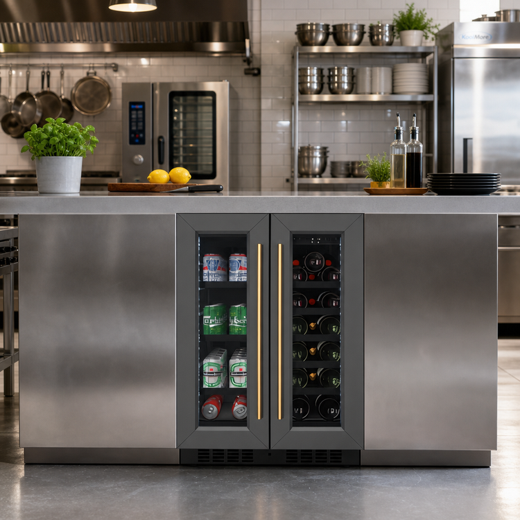 Product image #3 for KoolMore 24-Inch Dual Zone Panel-Ready French Door Under-Counter Wine Cooler