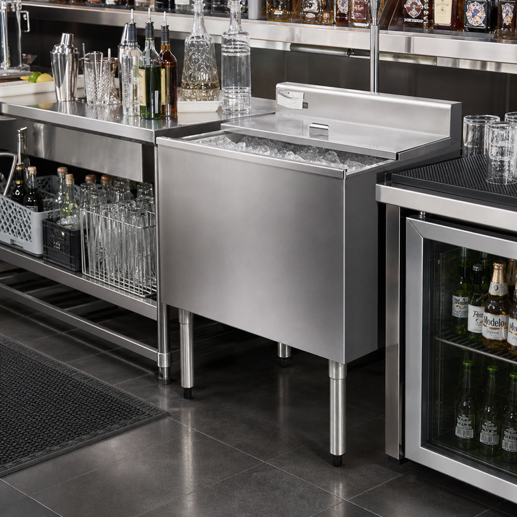 Product image #2 for Eagle Group 2200 Series 30-Inch Underbar Ice Bin/Cocktail Unit with Sliding Cover, 82 lb Capacity