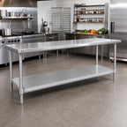 Thumbnail image #2 for John Boos GSK6-24132 132" x 24" Galvanized Steel Work Table Undershelf, 16 Gauge, Knockdown