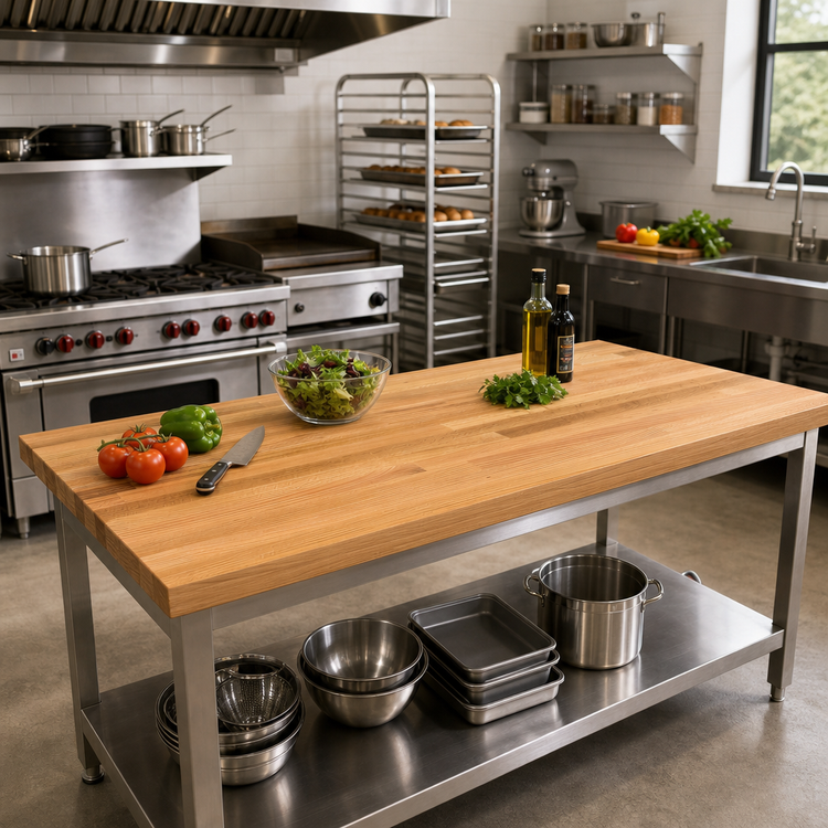 Product image #2 for John Boos Appalachian Blended Edge Grain Red Oak Island Countertop, 84 x 38 x 1-1/2 Inch, Penetrating Oil Finish