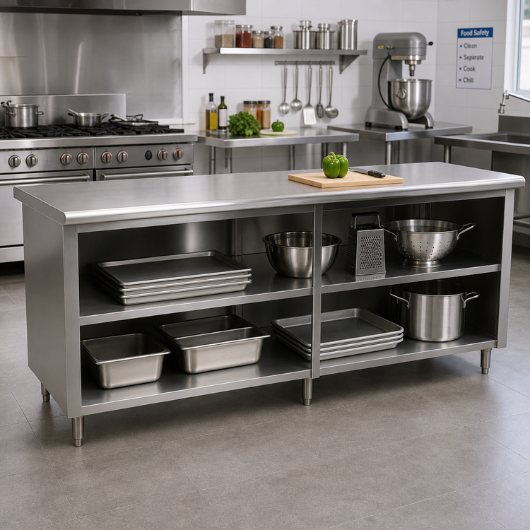 Product image #2 for Advance Tabco Special Value Economy 96 Inch x 24 Inch Open Base Work Table with Mid-Shelf
