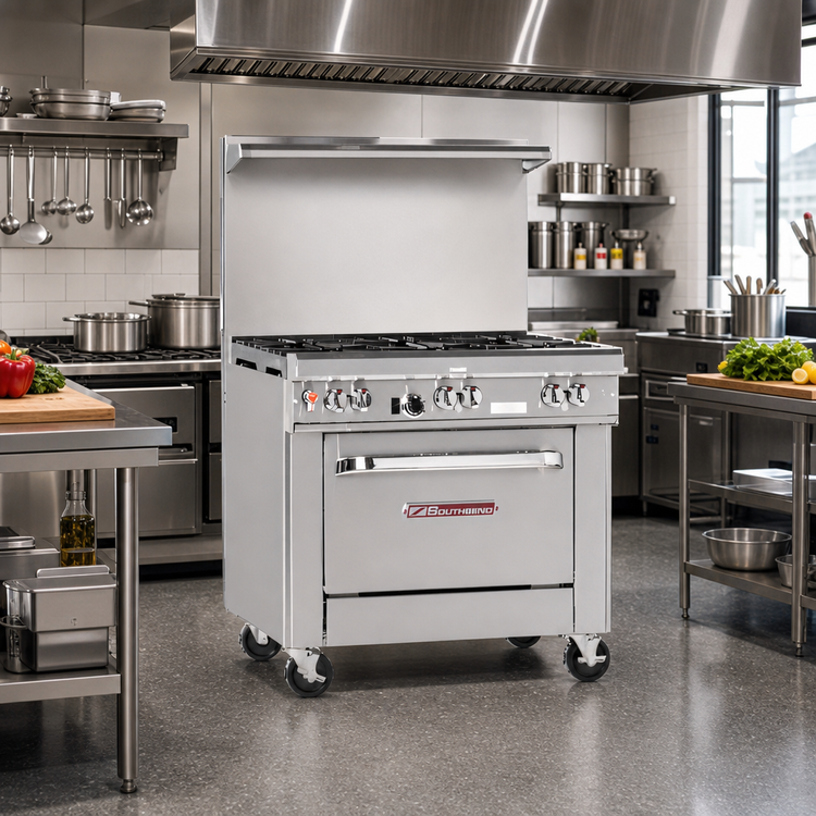 Product image #2 for Ultimate 36-Inch Commercial Gas Restaurant Range with Standard Oven and 6 Open Burners