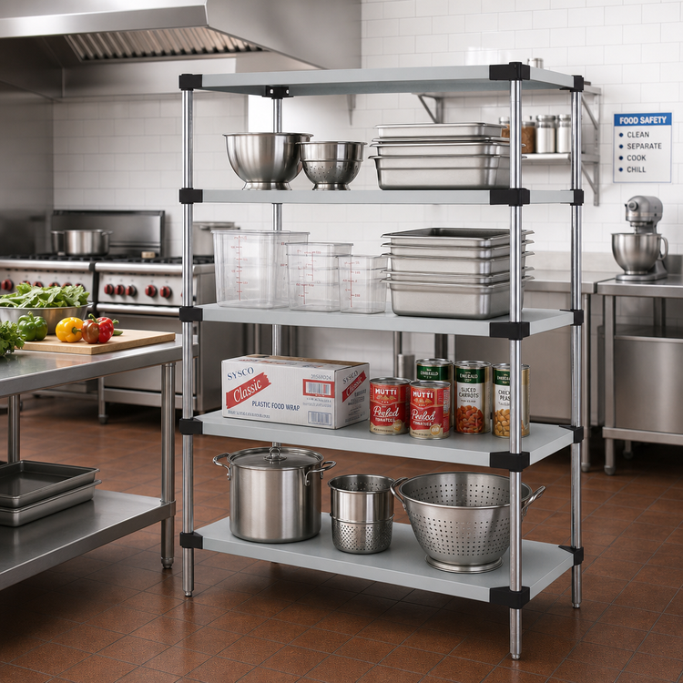 Product image #2 for Quantum 4-Shelf Solid Stainless Steel Shelving Starter Kit, 48W x 24D x 54H