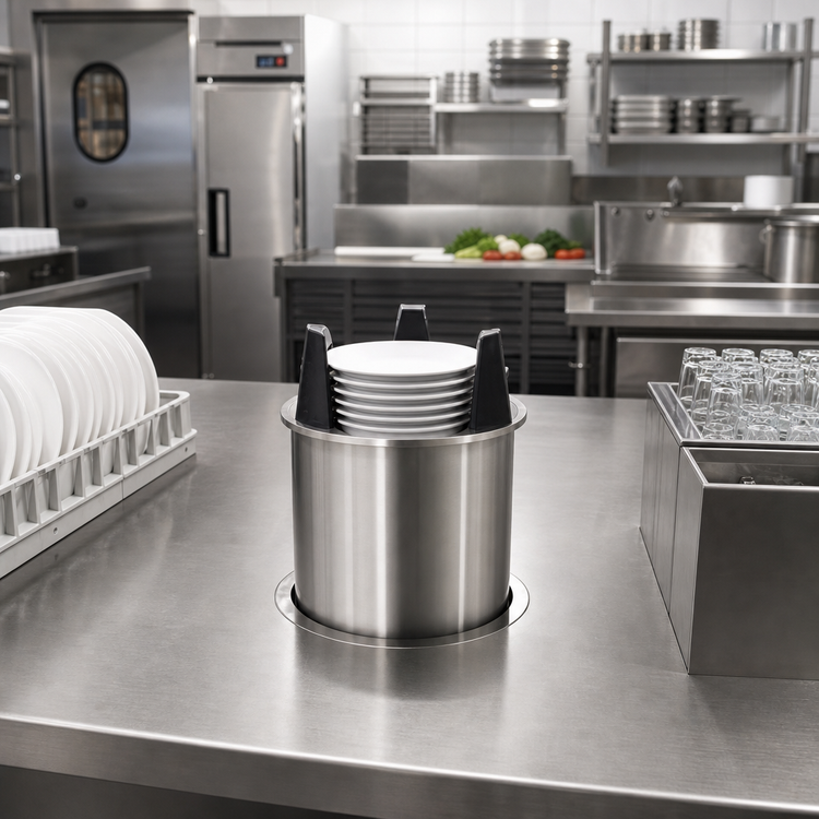 Product image #2 for Director's Choice Drop-In Heated Shielded Dish Dispenser for 6-5/8" to 7-1/4" Round Plates