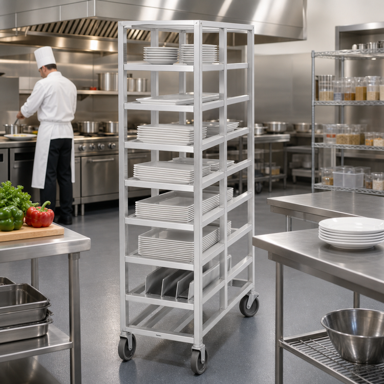 Product image #2 for Channel Lifetime Tough Extra Heavy-Duty Universal Platter Rack Cart, 5-Shelf, End-Load Aluminum