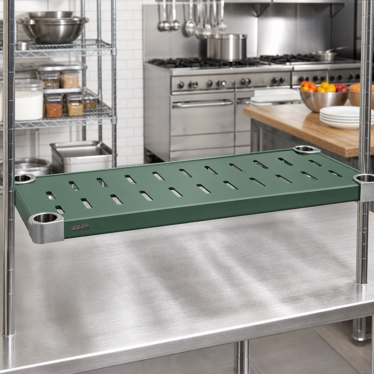 Product image #2 for Eagle Group Quik-Set Louvered Shelf, 42 Inch W x 24 Inch D, 14 Gauge Galvanized Steel, Green Epoxy Finish