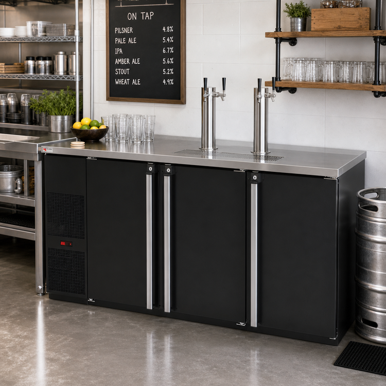 Product image #2 for Pro-Line E-Series Three-Section Direct Draw Beer Cooler, 4-Keg, 80-Inch, Black