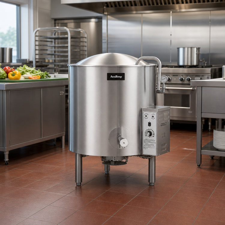 Product image #2 for AccuTemp Edge Series 20-Gallon Gas Stationary Kettle with 2/3 Jacket and 316 Stainless Steel Liner