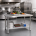 Thumbnail image #2 for Spec-Master Marine Series Flat Top Stainless Steel Work Table with Adjustable Galvanized Undershelf, 120W x 36D