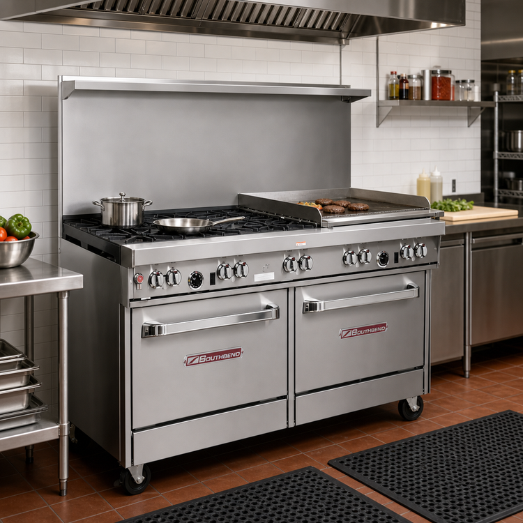 Product image #2 for Southbend Ultimate 60-Inch Gas Restaurant Range with 6 Open Burners, 24-Inch Griddle/Broiler, Standard Oven, and Convection Oven