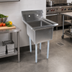 Thumbnail image #2 for John Boos E-Series 1-Compartment Stainless Steel Sink with 24 x 24 x 14-Inch Bowl and Galvanized Legs