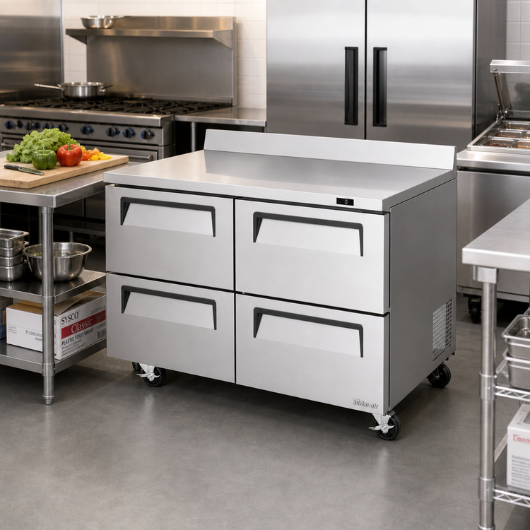 Product image #2 for Turbo Air Super Deluxe 48.25-Inch Two-Section Worktop Drawer Freezer with 4 Stainless Steel Drawers