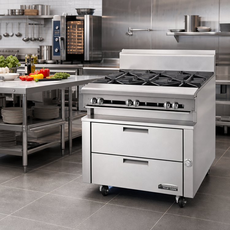 Product image #2 for Garland Polar Cuisine UN17R60 60-Inch Two-Section Remote Refrigerated Base with 4 Drawers