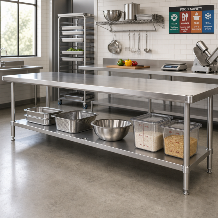 Product image #2 for Advance Tabco 138" x 18" 18-Gauge Stainless Steel Work Table Undershelf for 144" x 24" Tables