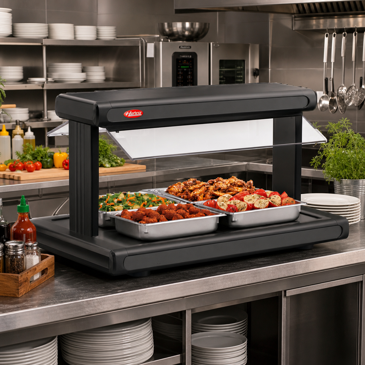 Product image #2 for Hatco Glo-Ray 54-Inch Countertop Pass-Thru Self-Service Buffet Warmer with Heated Base and Sneeze Guards
