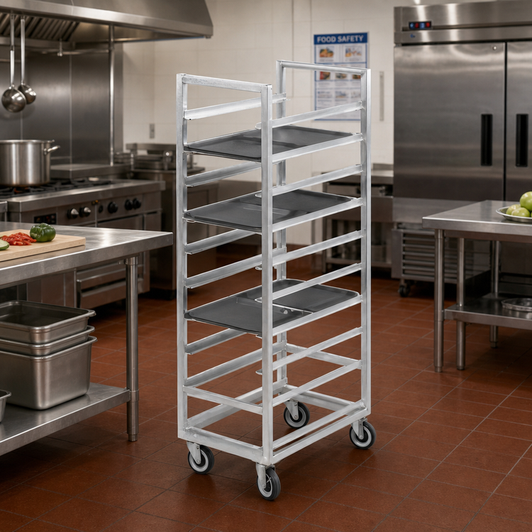 Product image #2 for Channel Manufacturing 440S Mobile Stainless Steel Cafeteria Tray Rack, Single Section, End Load, 20-Tray Capacity