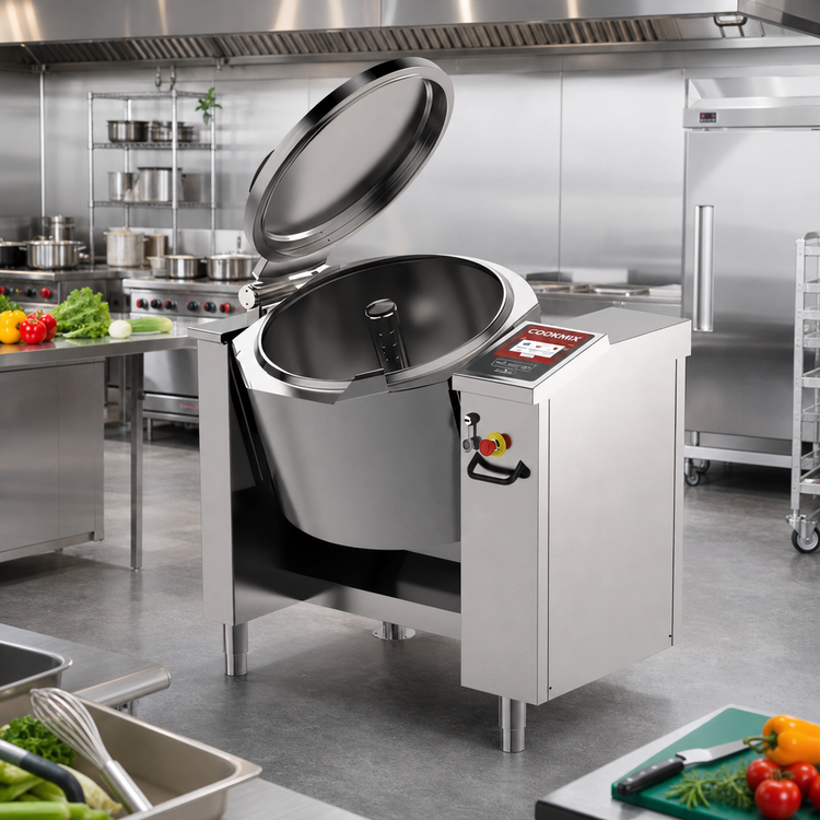 Product image #2 for Cucimix UCBTE018V1 18 Gallon Electric Tilting Skillet Braising Pan with Automatic Mixer